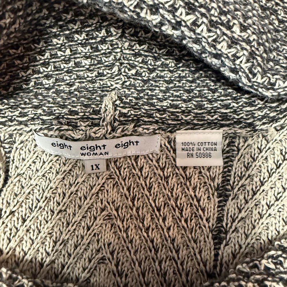 Eight Eight Eight Gray Marled Open Front Knit Poncho Sweater Plus Size 1X - Picture 5 of 7